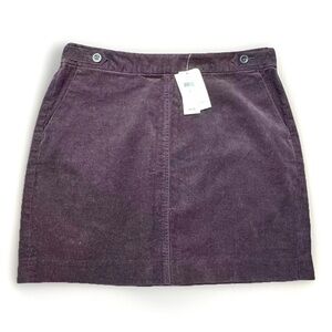 NWT Banana Republic Plum Purple Corduroy mini skirt Sz 4 button accent pockets
